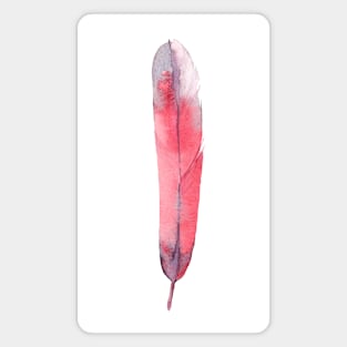 Red Long Feather. Watercolor Magnet